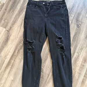 Judy Blue Black‎ Distressed Boyfriend Fit Jeans